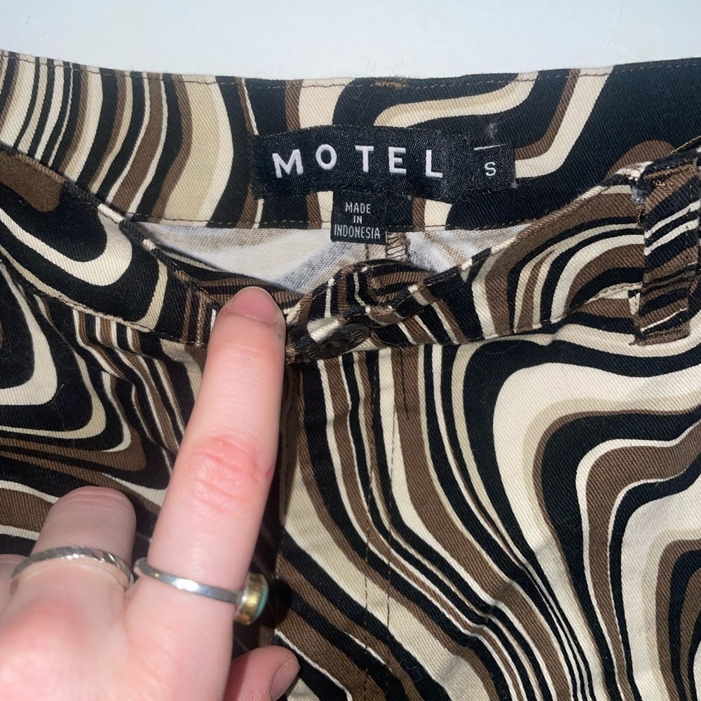 Motel Rocks Black and Brown Pants with Psychedelic Pattern Highwaisted - Picture 5 of 5